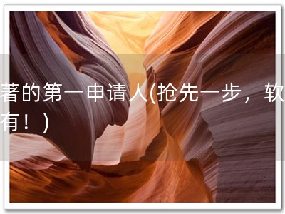 软著的第一申请人(抢先一步，软著先有！)