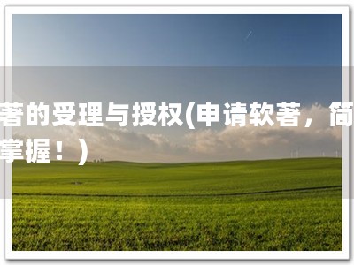 软著的受理与授权(申请软著，简单易掌握！)