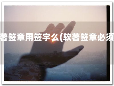 软著签章用签字么(软著签章必须！)