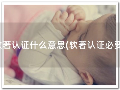 软著认证什么意思(软著认证必要)