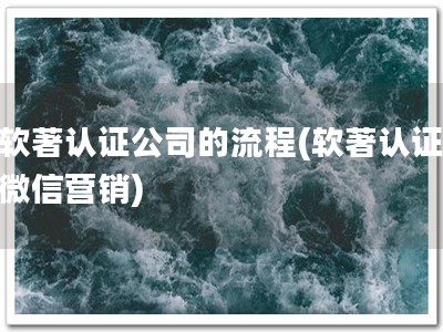 软著认证公司的流程(软著认证 微信营销)