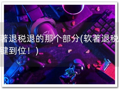软著退税退的那个部分(软著退税，一键到位！)