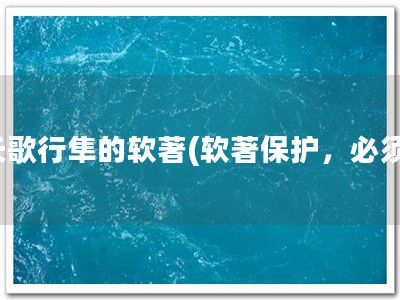 长歌行隼的软著(软著保护，必须)