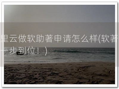 阿里云做软助著申请怎么样(软著申请一步到位！)